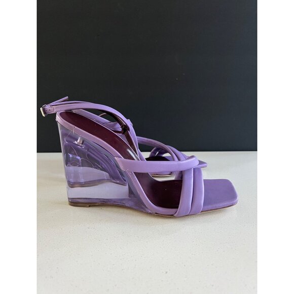 STAUD Purple Leanne Women's Transparent Wedge Sandals Size 39 - Picture 3 of 8
